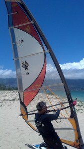 At Kanaha with my dad testing the new FreeRide sail.