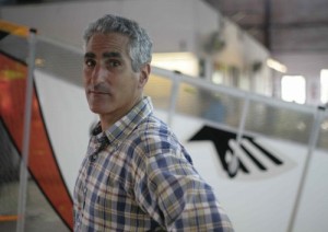 David during the measurement checking of all the sails, and the Ezzy Cheetah behind him.