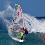 Kevin Pritchard throws some spray on a Hookipa wave.