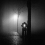 At first there was darkness and then man found light-- prometheus breathes in the street.