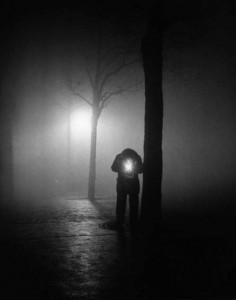 At first there was darkness and then man found light-- prometheus breathes in the street.