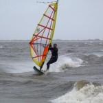 Bill Barber windsurfs insane wind in 2011's hurricane Irene.