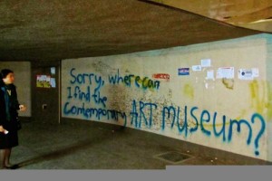 It's smeared on the walls.