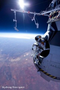 I'm not totally sure I'm okay with endorsing redbull with this site (or even space jumping for that matter), but this foto is quite spectacular.