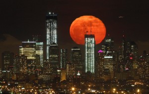 The super moon gave an appearance everywhere on the globe-- for once, the rest of the world isn't looking up to  Manhattan.
