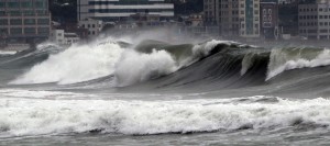 S Korea gets pounded by larger than normal waves.