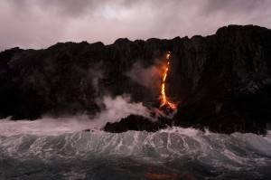 Hugh Henry captures the lava at Kalapana