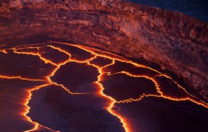 Don't fall into  the lake of lava.